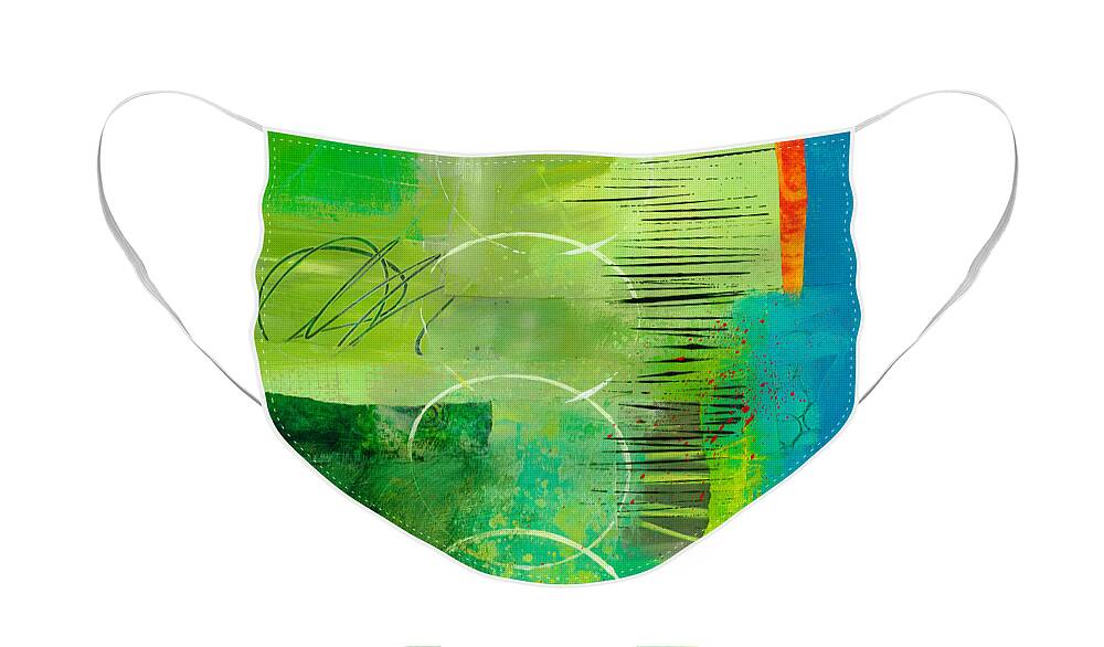 Acrylic Face Mask featuring the painting Green and Red 5 by Jane Davies