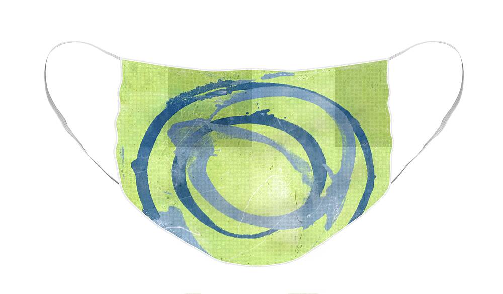 Green Face Mask featuring the painting Green Blue by Julie Niemela