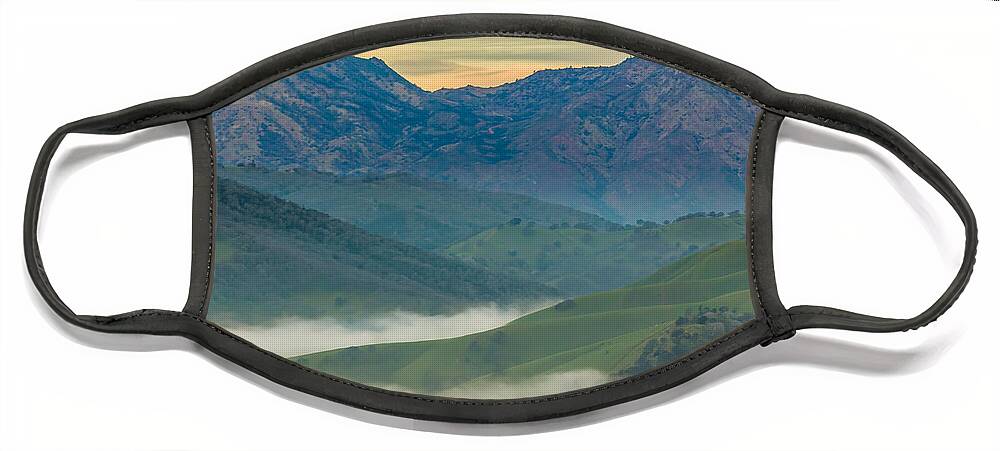 Landscape Face Mask featuring the photograph Green Hills and Mt. Diablo by Marc Crumpler