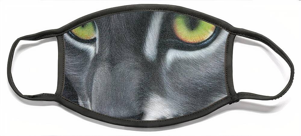Cat Face Mask featuring the painting Grey Lady by Darren Robinson