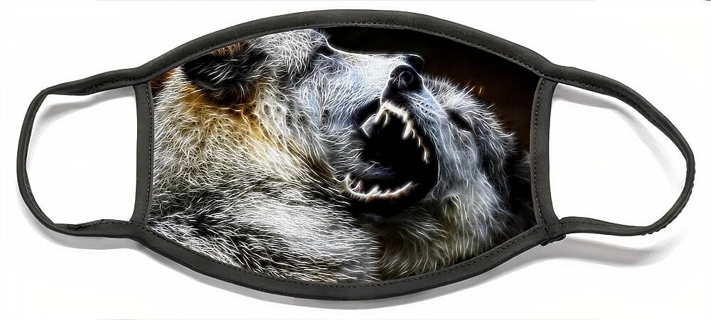 Wolf Fight Face Mask featuring the photograph Grey Wolf Fight by Steve McKinzie