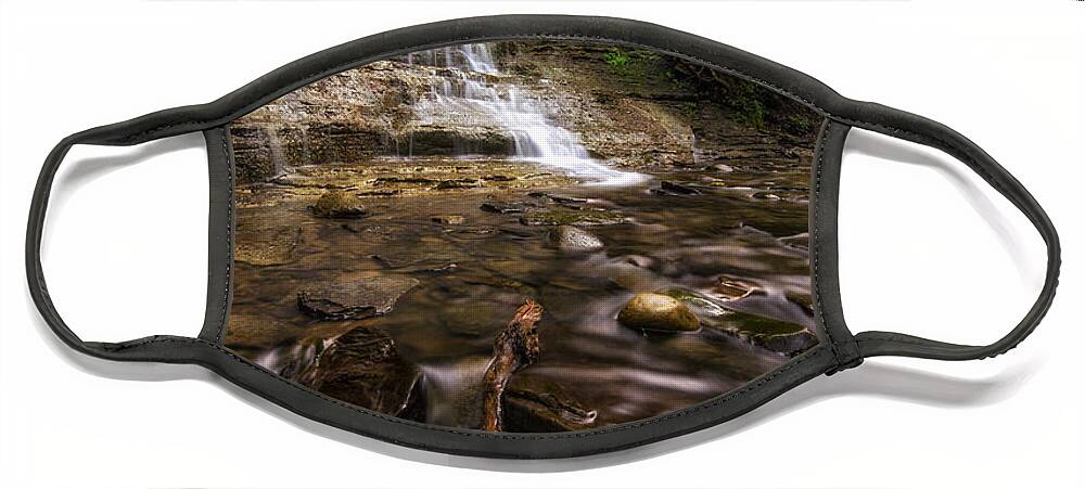 Natural Face Mask featuring the photograph Grimes Glen First Falls by Mark Papke
