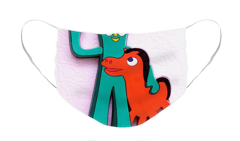 Gumby Face Mask featuring the photograph Gumby And Pokey B F F by Rob Hans