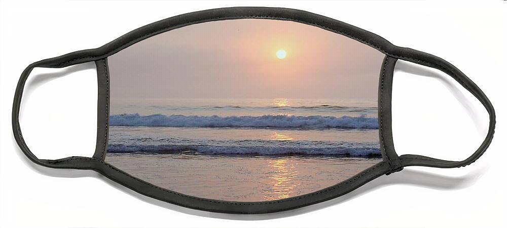 Sunrise Face Mask featuring the photograph Hampton Beach Waves and Sunrise by Eunice Miller