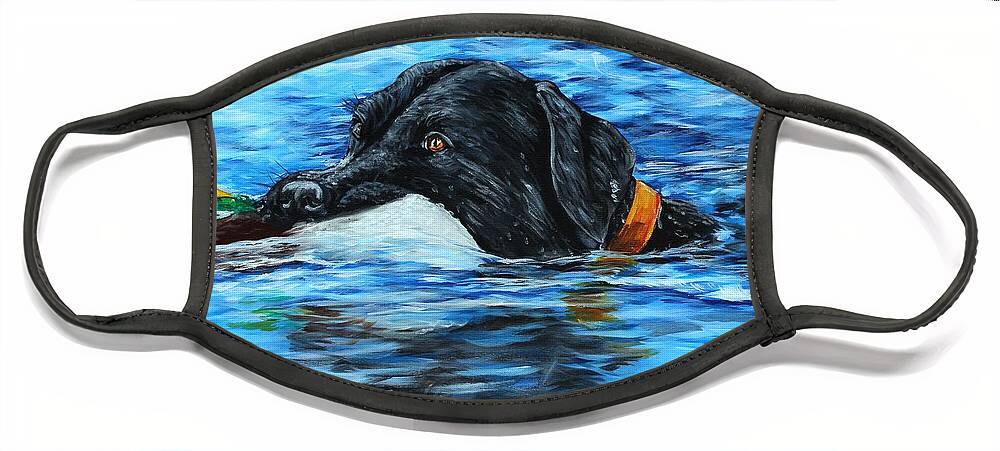 Labrador Retriever Face Mask featuring the painting Hard at Work by Karl Wagner