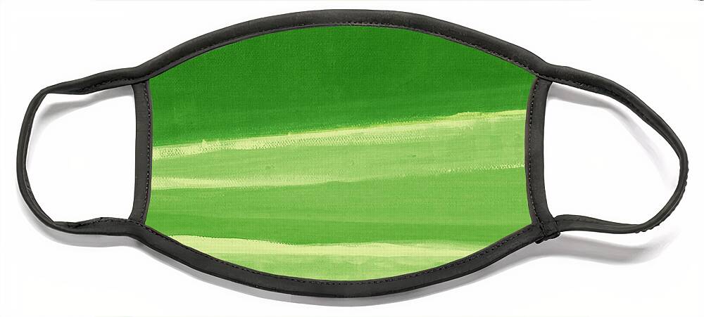 Abstract Painting Face Mask featuring the painting Harmony In Green by Linda Woods