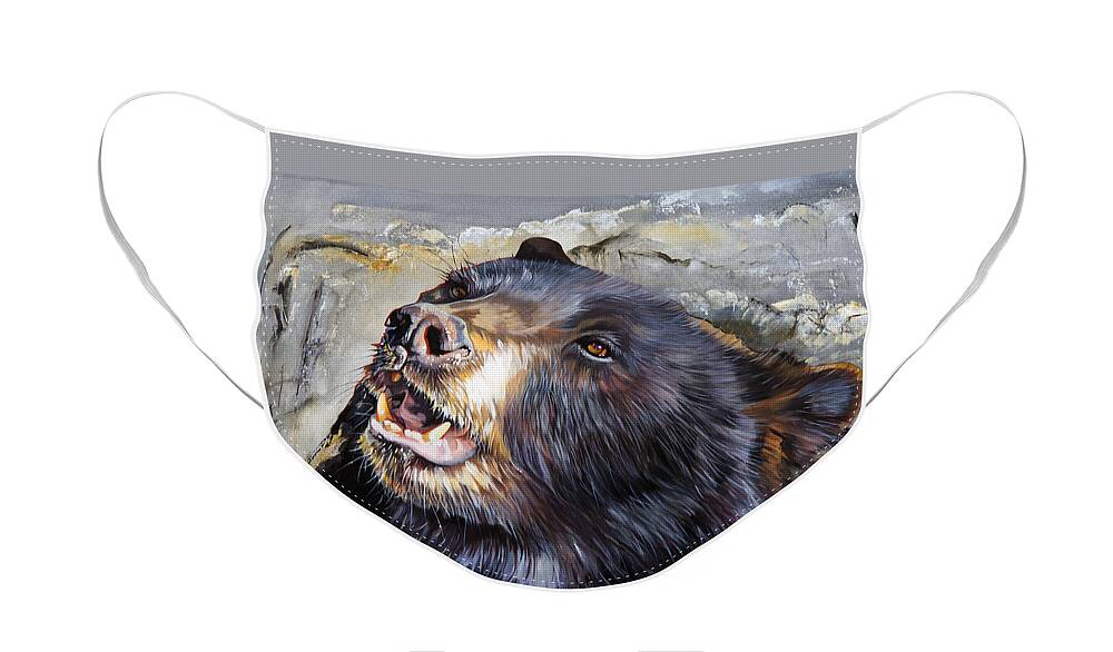 Bear Face Mask featuring the painting Harmony by J W Baker