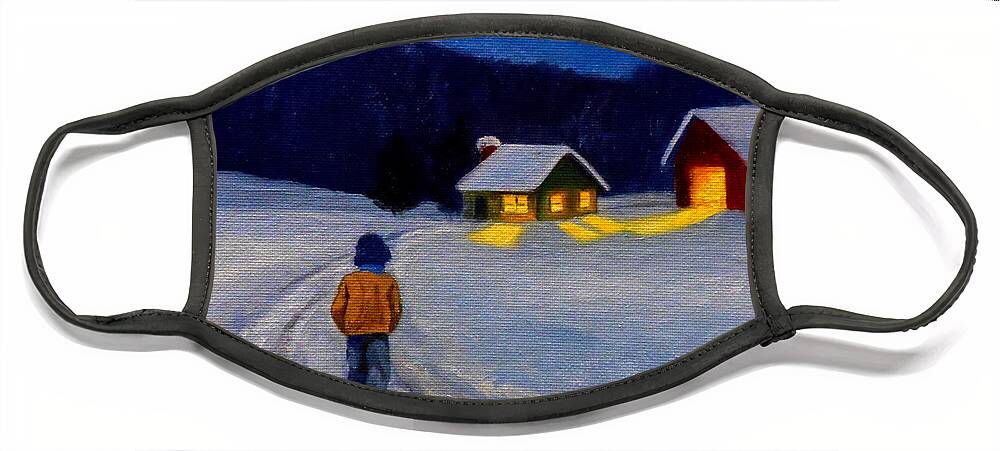 Boy Face Mask featuring the painting Heading Back Home by Christopher Shellhammer