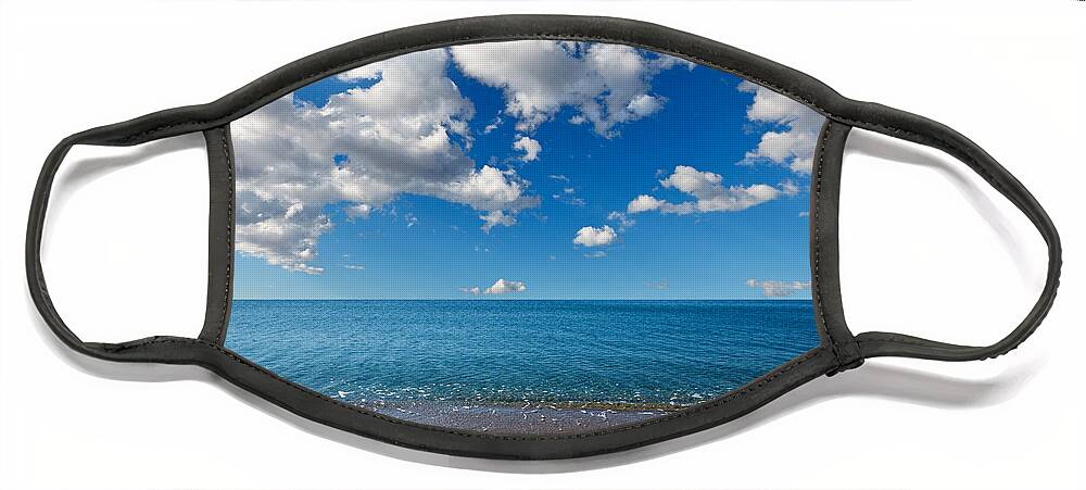 Background Face Mask featuring the photograph Heavenly beach under the blue sky by Constantinos Iliopoulos