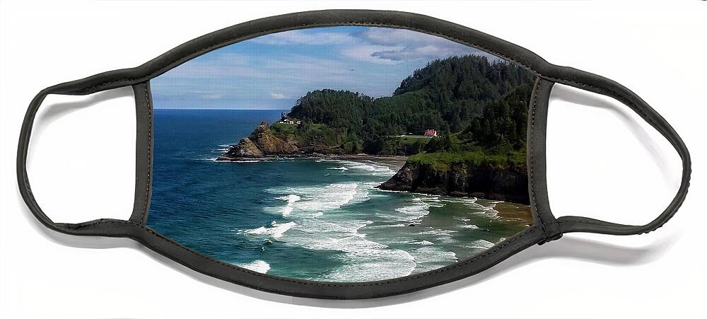 Lighthouse Face Mask featuring the photograph Heceta Head by Darren White