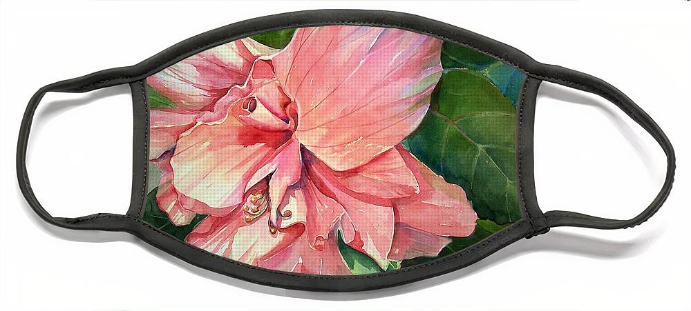 Flower Face Mask featuring the painting Hibiscus by Sue Kemp