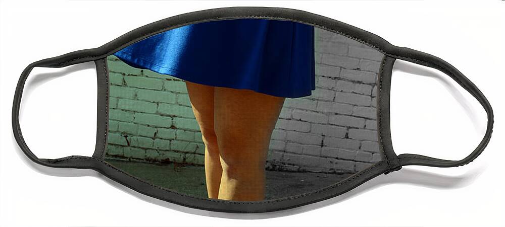 Dress Face Mask featuring the photograph High Heels and a Blue Skirt by La Dolce Vita