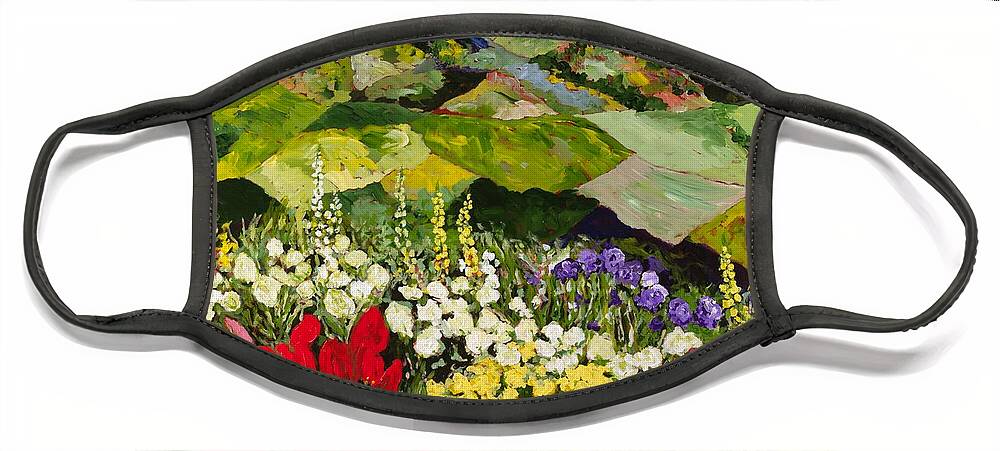 Landscape Face Mask featuring the painting High Mountain Patch by Allan P Friedlander