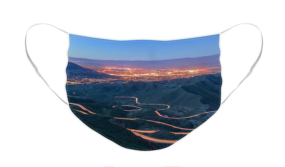 Coachella Face Mask featuring the photograph Highway 74 Palm Desert CA Vista Point Light Painting by Scott Campbell