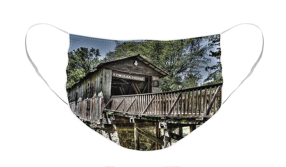 Ken Johnson Face Mask featuring the photograph Historic Kymulga Covered Bridge by Ken Johnson