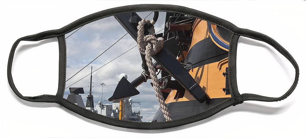 Hms Diamond Face Mask featuring the photograph HMS Diamond and HMS Victory by Terri Waters