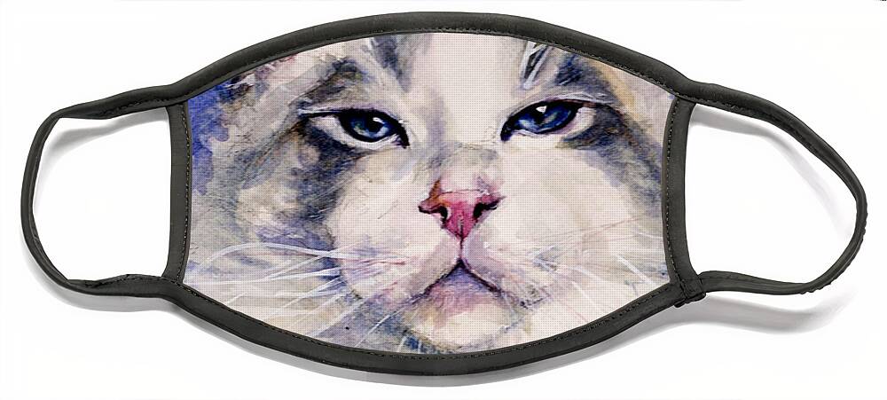 Cat Face Mask featuring the painting Holding Court by Judith Levins