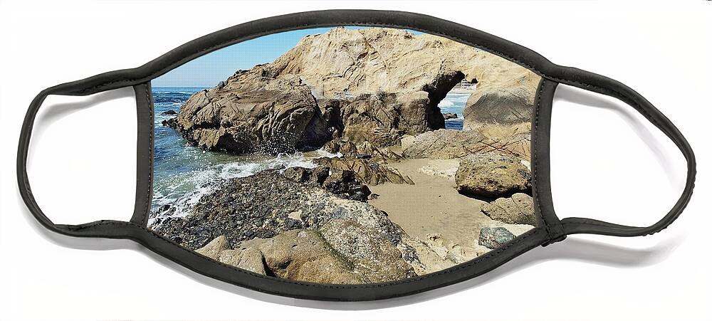Beach Face Mask featuring the photograph Hole in the Rock by Steve Ondrus