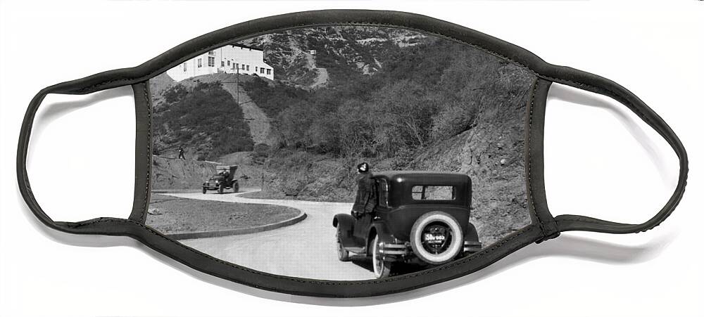 #faatoppicks Face Mask featuring the photograph Hollywoodland by Underwood Archives