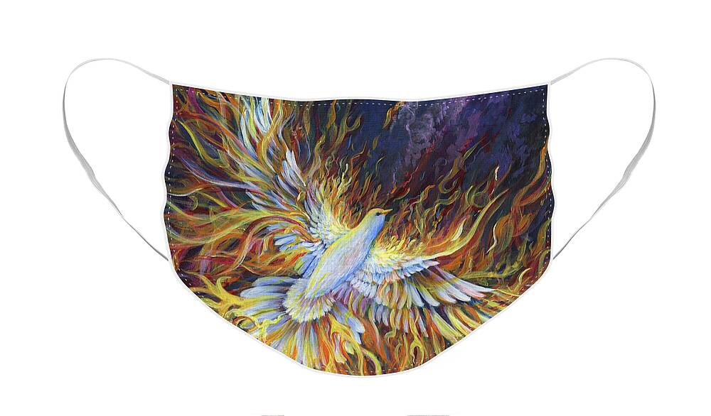 Holy Spirit Face Mask featuring the painting Holy Fire by Nancy Cupp