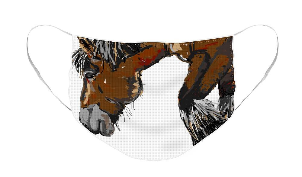 Big Horse Face Mask featuring the painting horse - Guus by Go Van Kampen