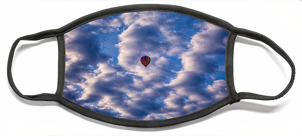 5x7 Face Mask featuring the photograph Hot Air Balloon in a Cloudy Sky Abstract Photograph by Omaste Witkowski