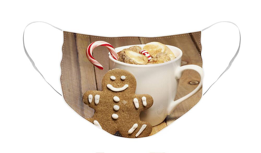 Baked Face Mask featuring the photograph Hot Chocolate Toasted Marshmallows and a Gingerbread Cookie by Juli Scalzi