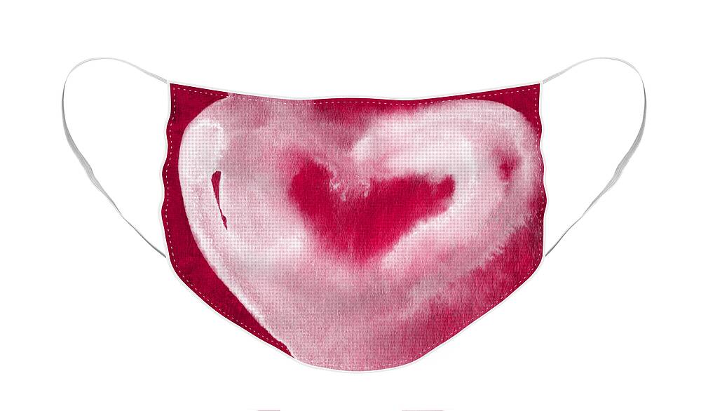 Valentine Face Mask featuring the mixed media Hot Pink Heart by Linda Woods