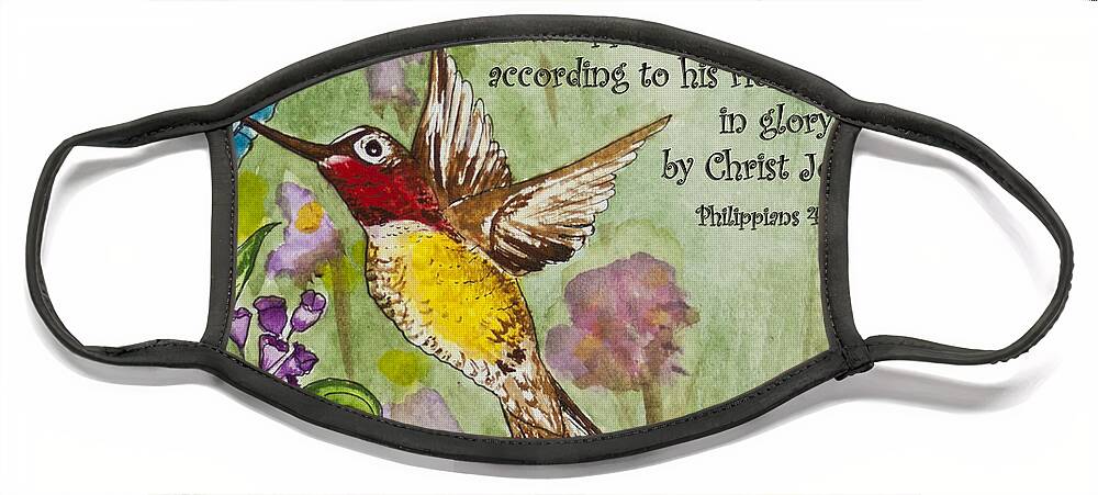 Springtime Face Mask featuring the painting Humming Bird- Philipians by Janis Lee Colon
