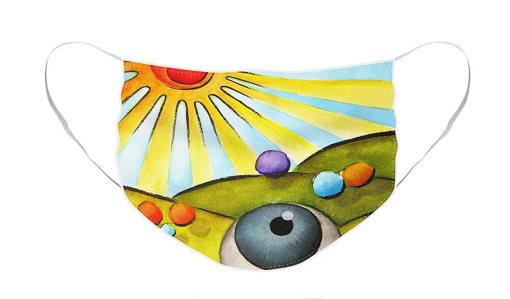 Eyeball Face Mask featuring the painting I Can See Clearly Now by Oiyee At Oystudio