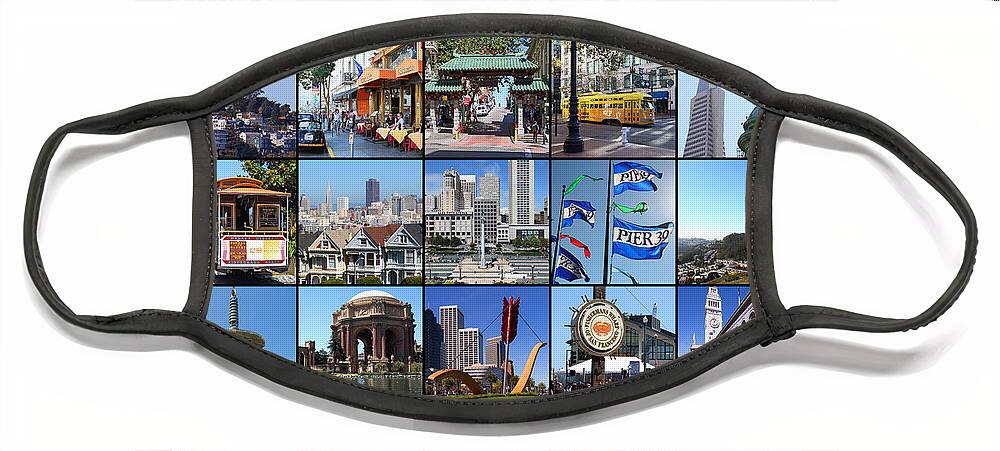 Wingsdomain Face Mask featuring the photograph I Left My Heart In San Francisco 20150103 with text by Wingsdomain Art and Photography