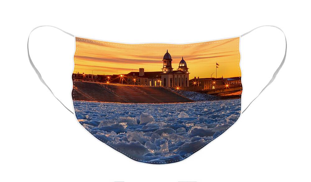 Lock Haven Face Mask featuring the photograph Ice Jam On The Susquehanna by Adam Jewell