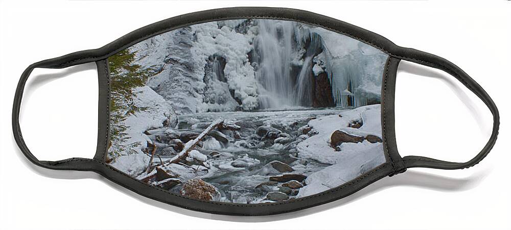 #jefffolger Face Mask featuring the photograph Icy flow of water by Jeff Folger