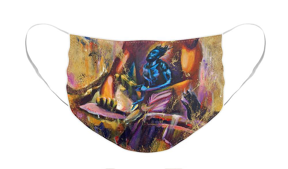 Drum Face Mask featuring the painting I'm Feelin' This Rhythm by Jerome White