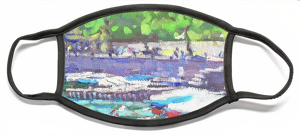 Lenno Face Mask featuring the painting Caught In Summer by Jerry Fresia
