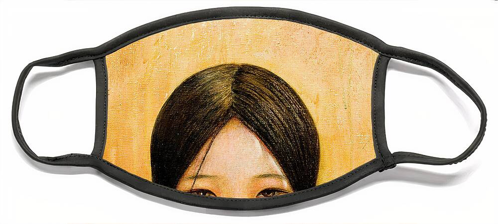 Tibet Face Mask featuring the painting Image of Tibet by Shijun Munns