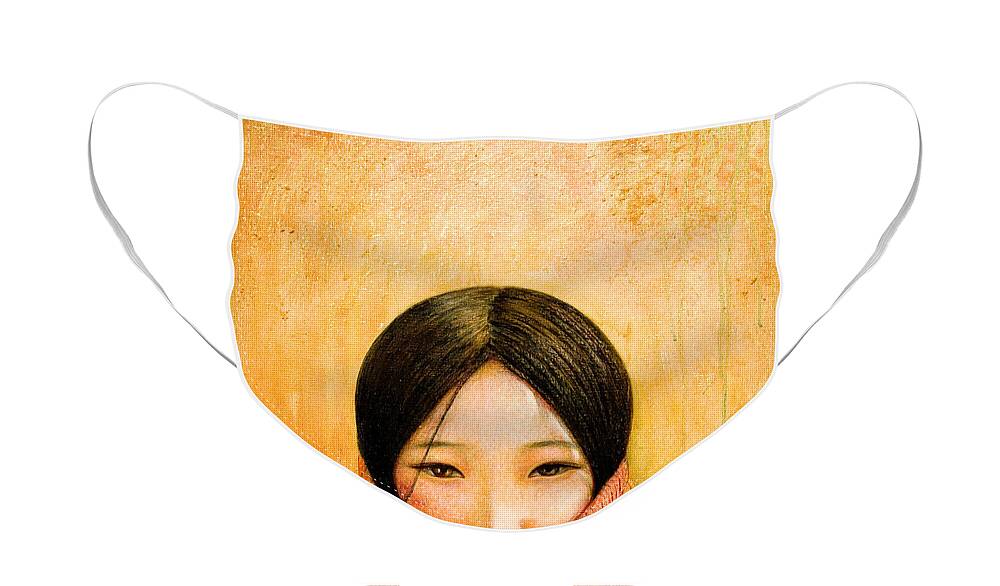 Tibet Face Mask featuring the painting Image of Tibet by Shijun Munns