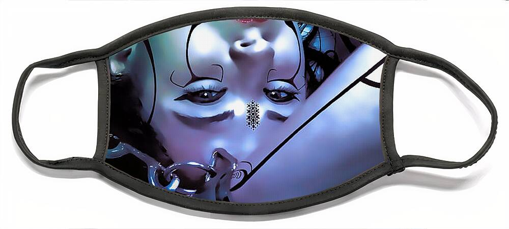 Recre8creation Face Mask featuring the digital art Synthetic Pleasures by Recreating Creation