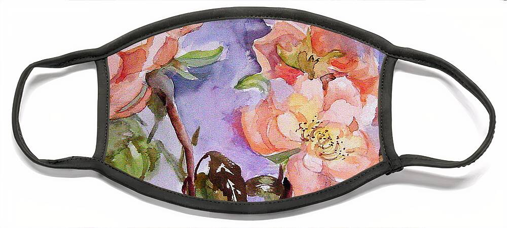 Roses Face Mask featuring the painting In full bloom by Mafalda Cento