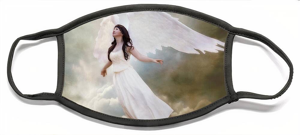 Angel Face Mask featuring the digital art In the arms of the Angels by Linda Lees