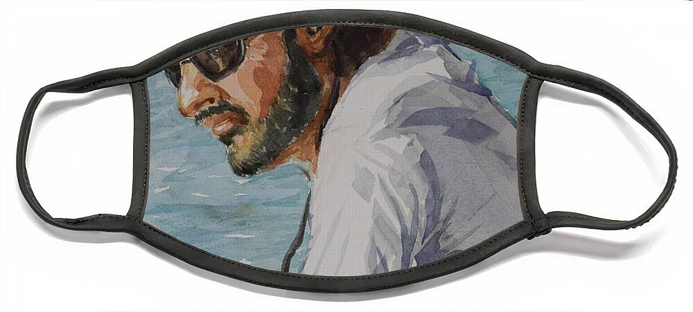 On The Boat Face Mask featuring the painting In Tuned by Jyotika Shroff