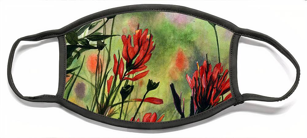 Flowers Face Mask featuring the painting Indian Paint Brush by Barbara Jewell