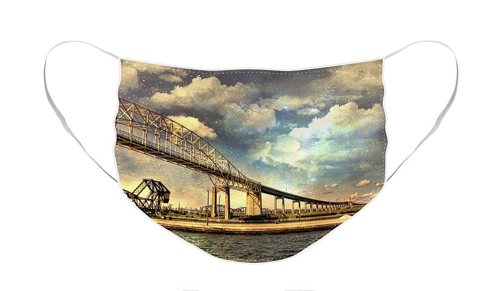 Evie Face Mask featuring the photograph International Bridge Sault Ste Marie by Evie Carrier