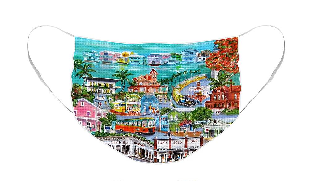 Key West Face Mask featuring the painting Island Daze by Linda Cabrera