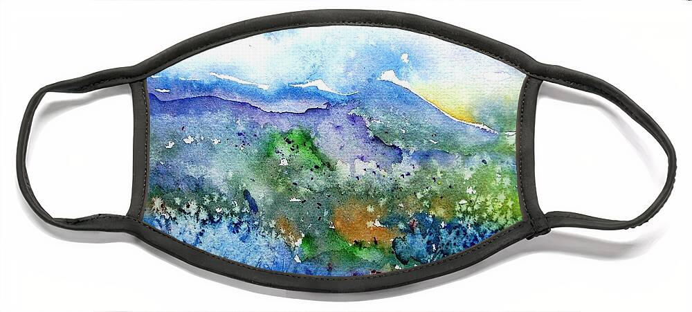  Tuscany Face Mask featuring the painting It Sometimes Rains in Tuscany Too by Trudi Doyle