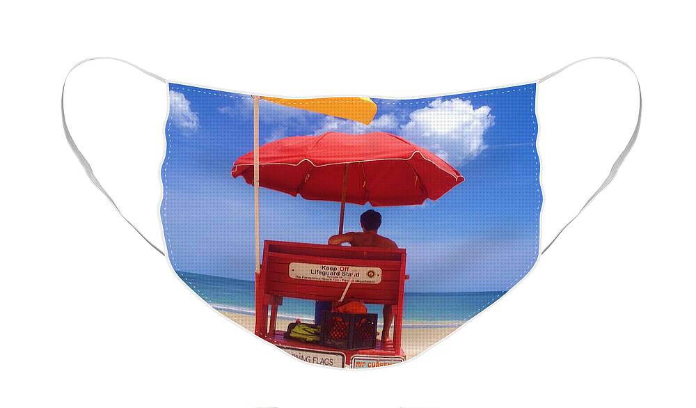 Life Guard Face Mask featuring the photograph It's a yellow flag day.... by WaLdEmAr BoRrErO