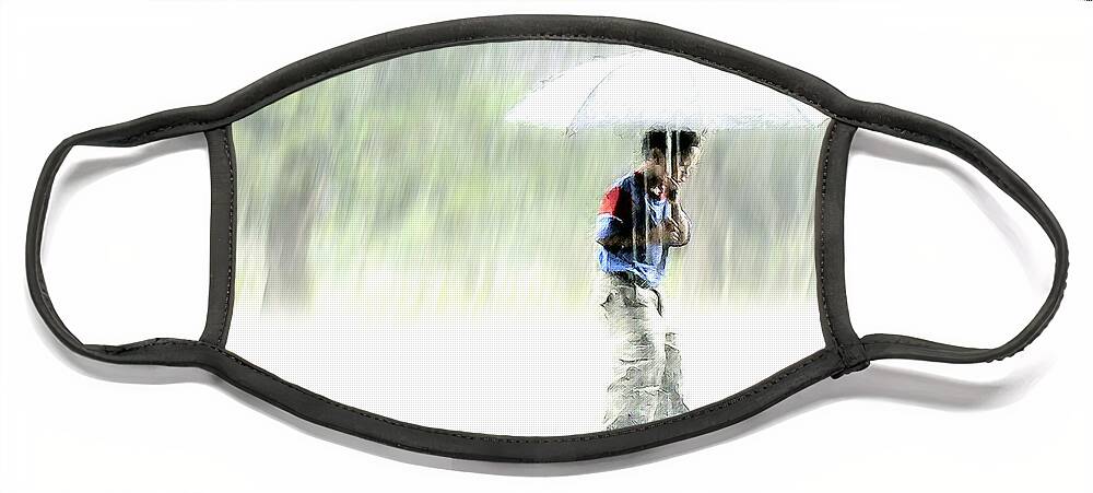 Children Face Mask featuring the photograph It's Raining Outside by Heiko Koehrer-Wagner