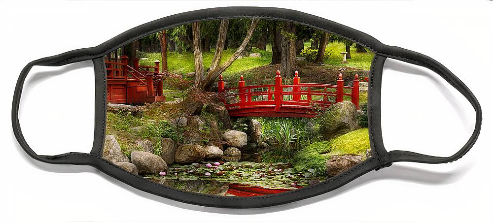 Teahouse Face Mask featuring the photograph Japanese Garden - Meditation by Mike Savad