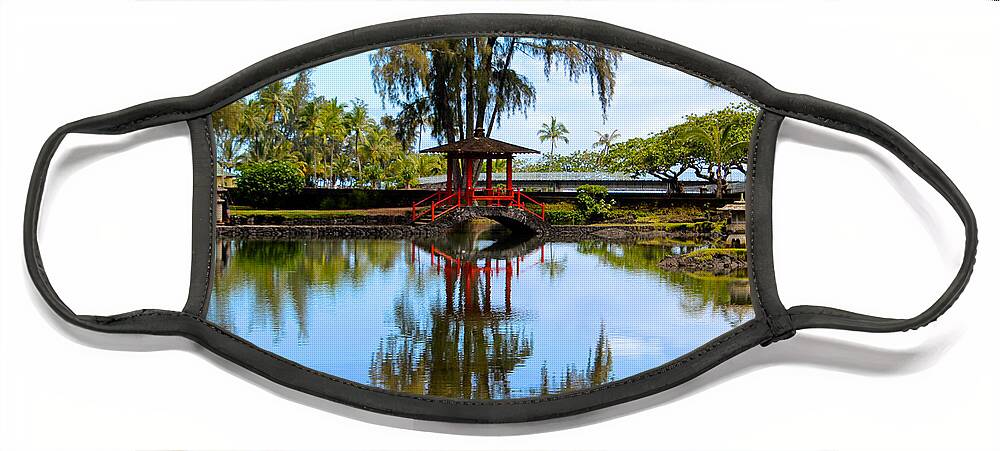 Queen Liliʻuokalani Park And Gardens Face Mask featuring the photograph Japanese Gardens by Venetia Featherstone-Witty