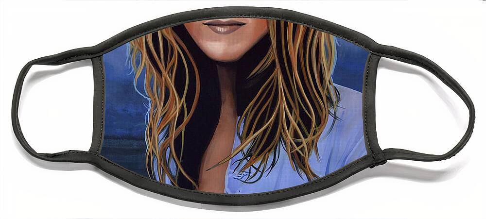 Jennifer Aniston Face Mask featuring the painting Jennifer Aniston Painting by Paul Meijering